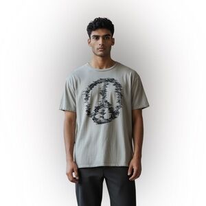 John Varvatos Men's Cream Peace Graphic Tee Size Large